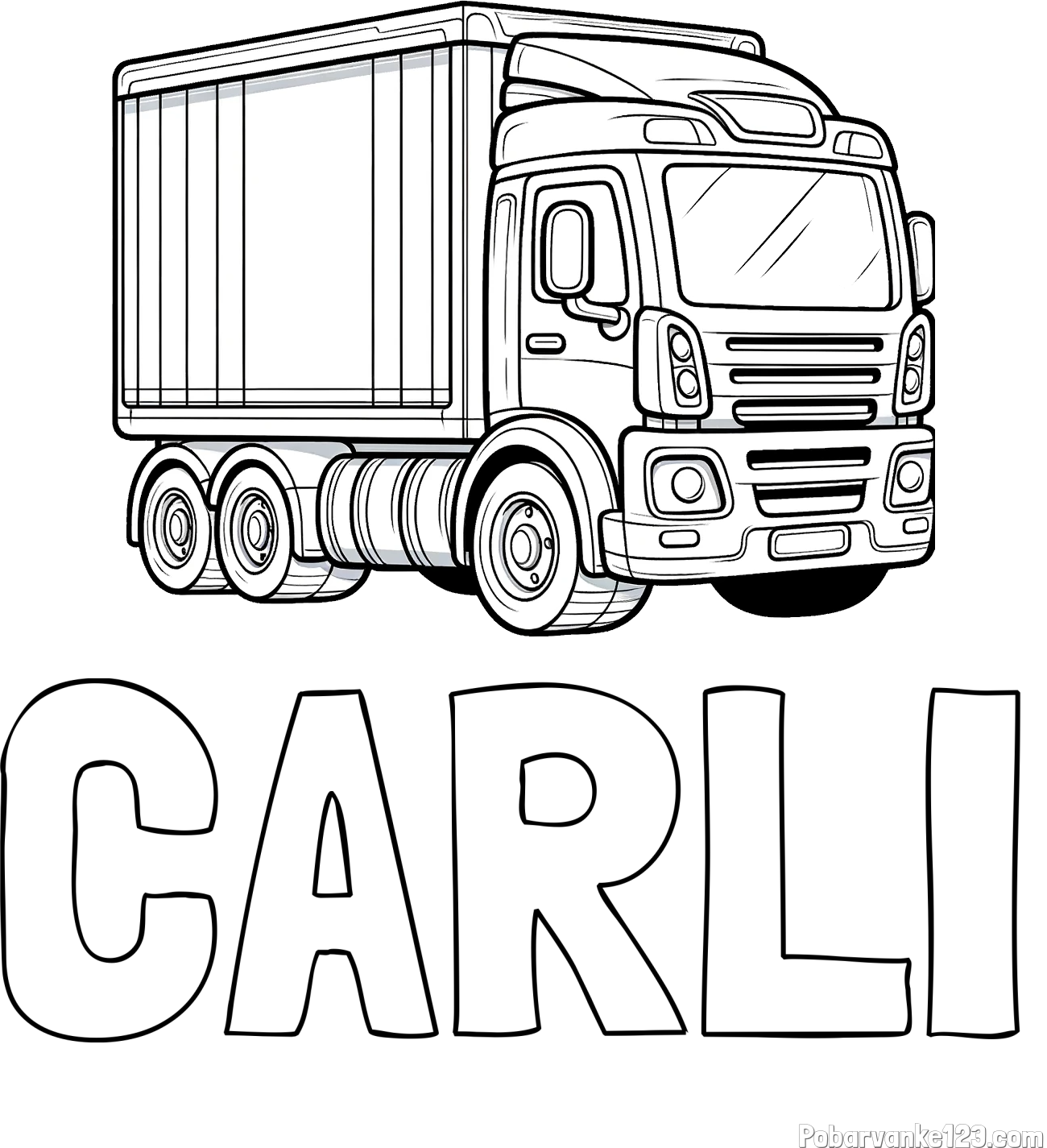Pobarvanka imena ČARLI in pobarvanka velikega tovornjaka