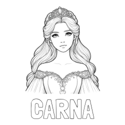 Online izdelana pobarvanka - Pobarvanka imena ČARNA in pobarvanka realistične princese