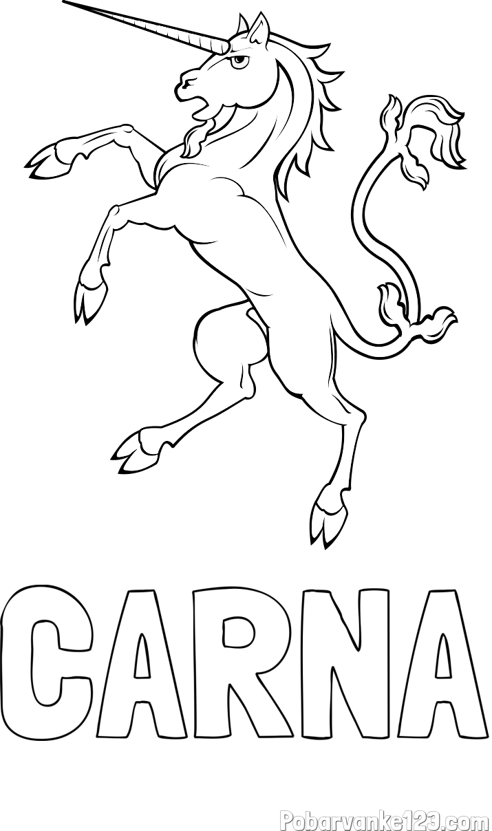 Pobarvanka imena CARNA in samorog Pua