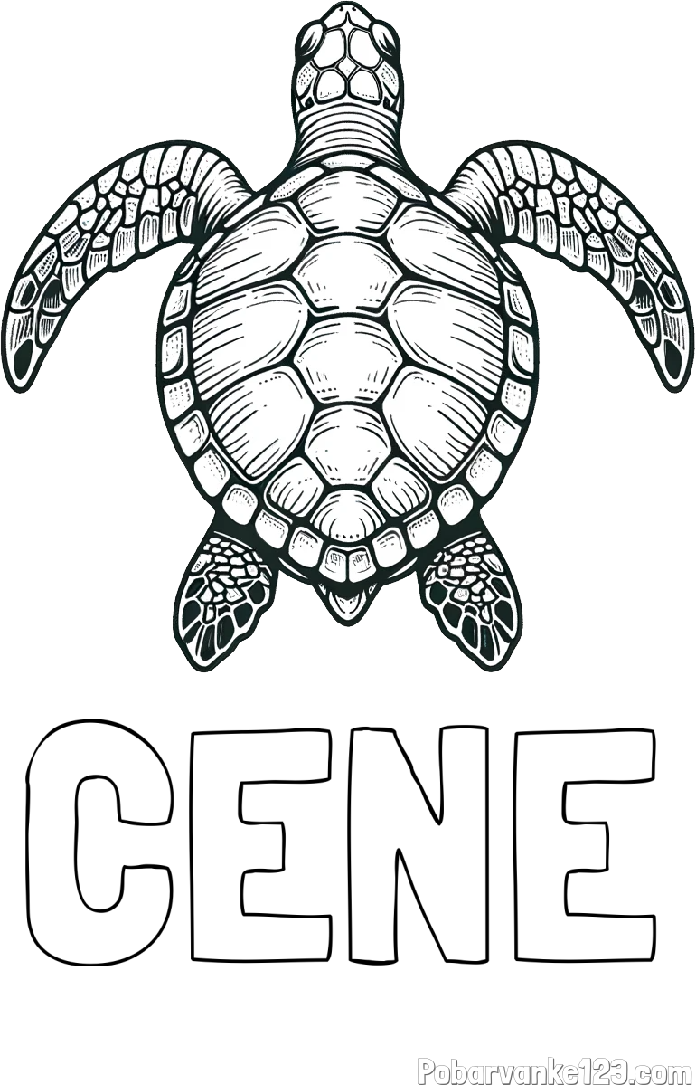 Pobarvanka imena CENE in enostavna pobarvanka želve