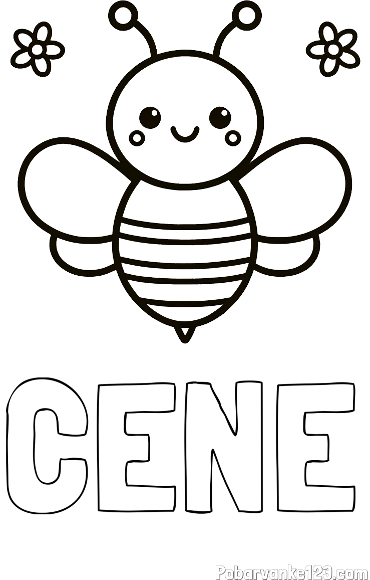 Pobarvanka imena CENE in otroška pobarvanka čebele