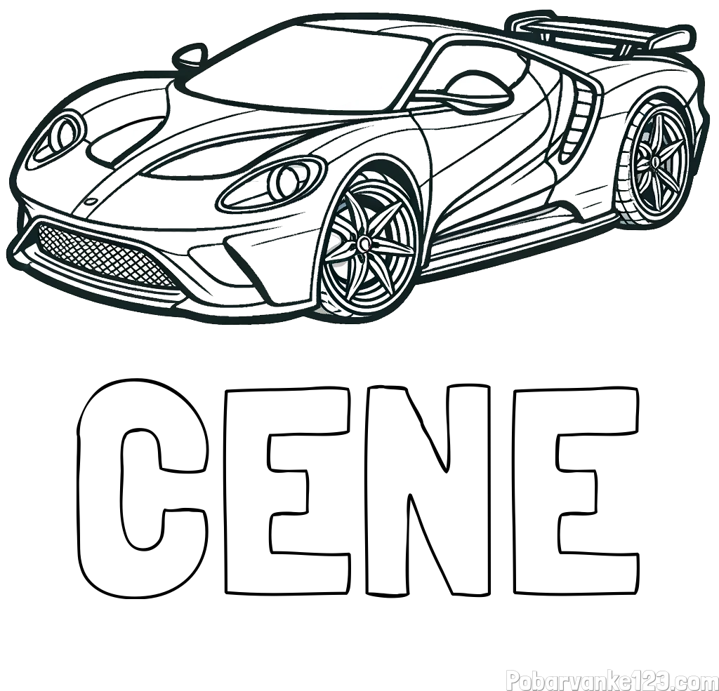 Pobarvanka imena CENE in Športni avtomobil