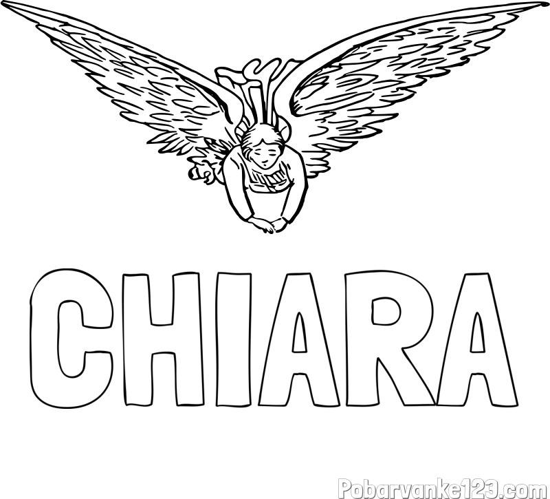 Pobarvanka imena CHIARA in leteči angel
