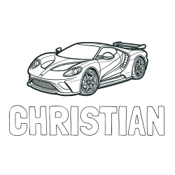 Online izdelana pobarvanka - Pobarvanka imena CHRISTIAN in Športni avtomobil