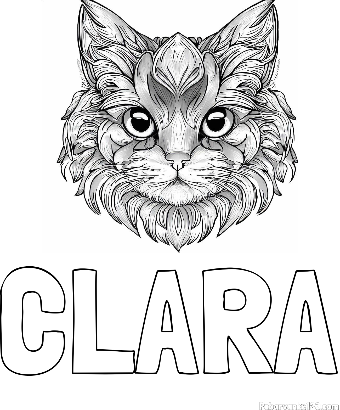 Pobarvanka imena CLARA in pobarvanka mačke