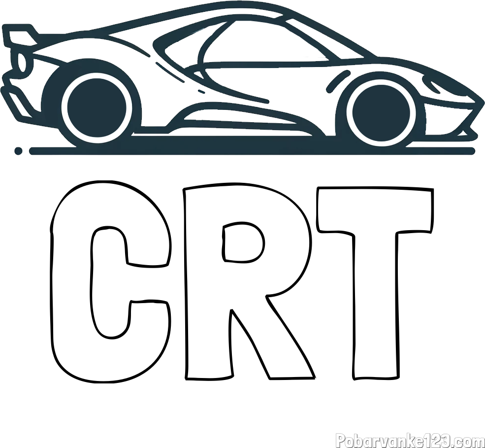 Pobarvanka imena ČRT in otroška pobarvanka dirkalnega avtomobila