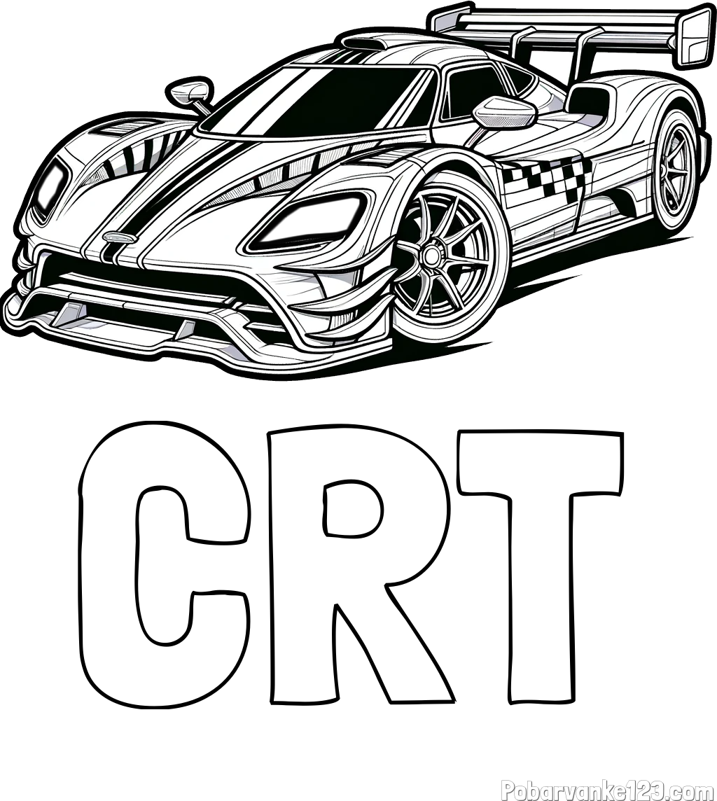Pobarvanka imena ČRT in pobarvanka modernega športnega avtomobila