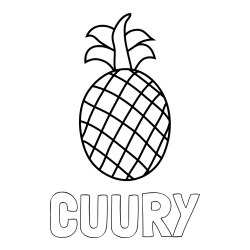 Online izdelana pobarvanka - Pobarvanka imena CUURY in pobarvanka ananasa