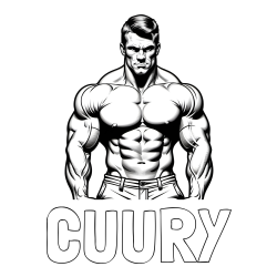 Online izdelana pobarvanka - Pobarvanka imena CUURY in pobarvanka bodybuilder-ja