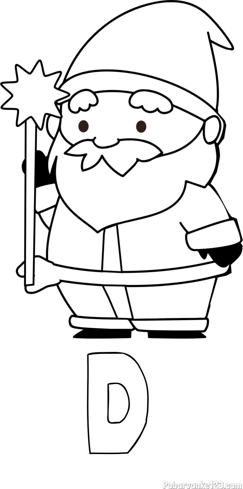 Pobarvanka imena D in dedek Mraz