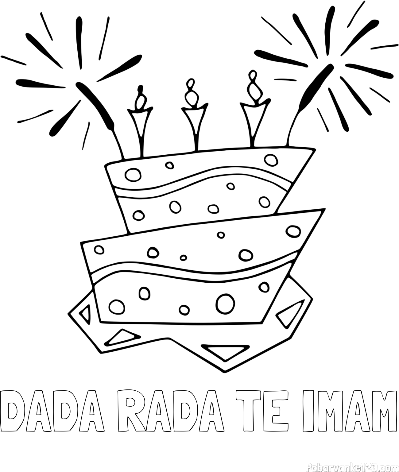 Pobarvanka imena DADA RADA TE IMAM in pobarvanka rojstnodnevne torte