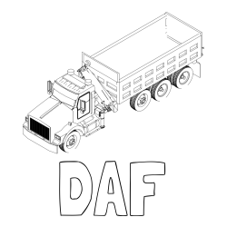Online izdelana pobarvanka - Pobarvanka imena DAF in pobarvanka velikega tovornjaka z dvigalko za nakladanje