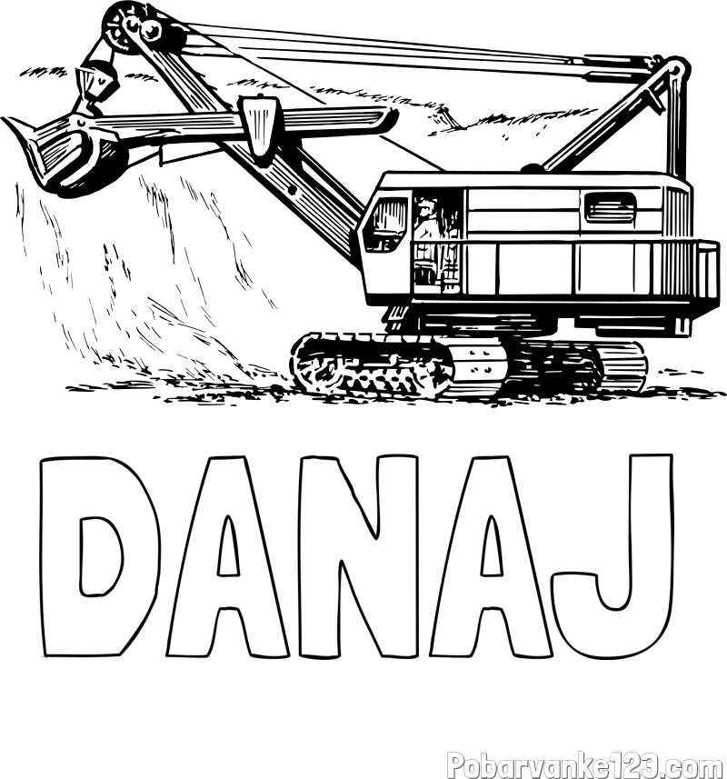 Pobarvanka imena DANAJ in pobarvanka bagra 2