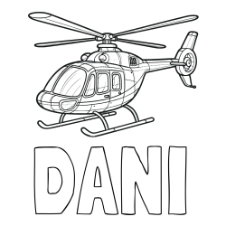 Online izdelana pobarvanka - Pobarvanka imena DANI in pobarvanka sodobnega helikopterja