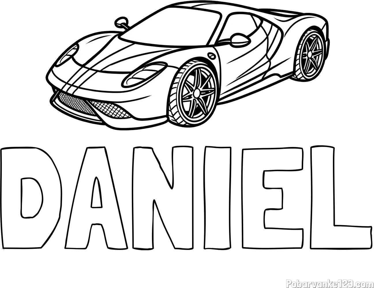 Pobarvanka imena DANIEL in pobarvanka dirkalnega avtomobila