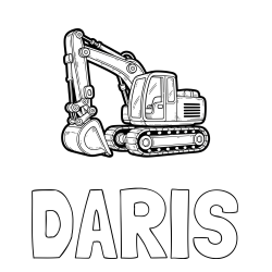 Online izdelana pobarvanka - Pobarvanka imena DARIS in pobarvanka velikega delovnega stroja - bagra