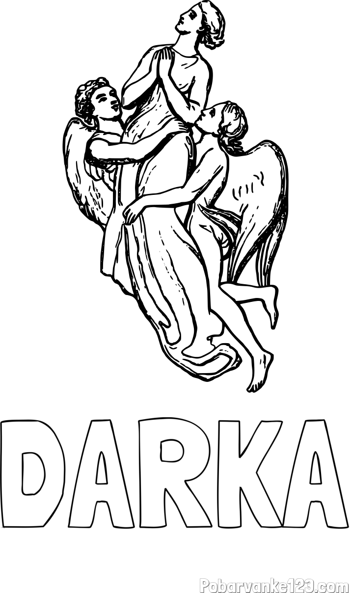 Pobarvanka imena DARKA in rojen z angeli