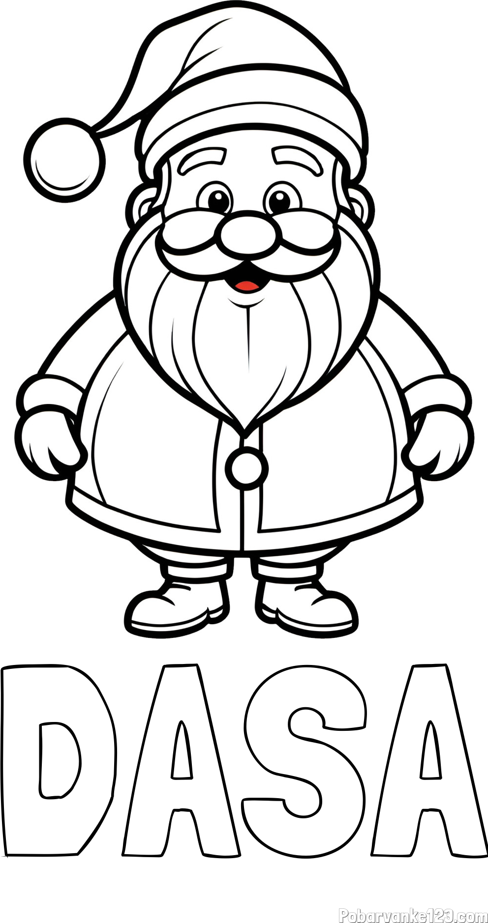 Pobarvanka imena DAŠA in otroška pobarvanka prikupnega Božička