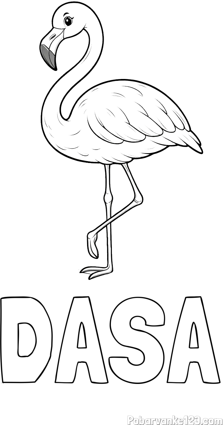 Pobarvanka imena DAŠA in pobarvanka flaminga