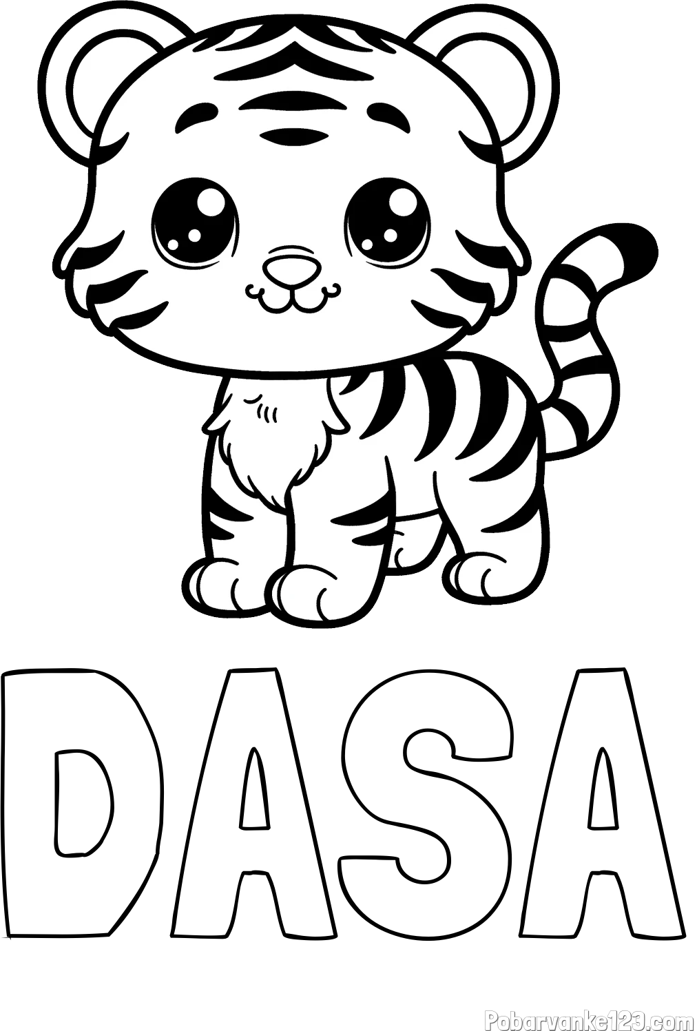 Pobarvanka imena DAŠA in pobarvanka ljubkega tigrčka
