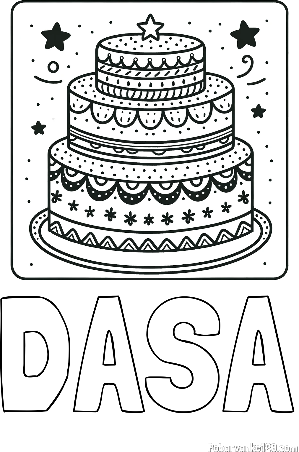 Pobarvanka imena DAŠA in pobarvanka slastne torte