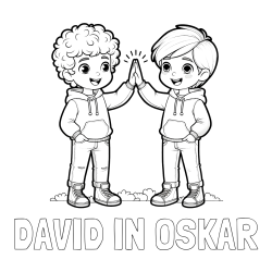 Online izdelana pobarvanka - Pobarvanka imena DAVID IN OSKAR in pobarvanka prijatlejev