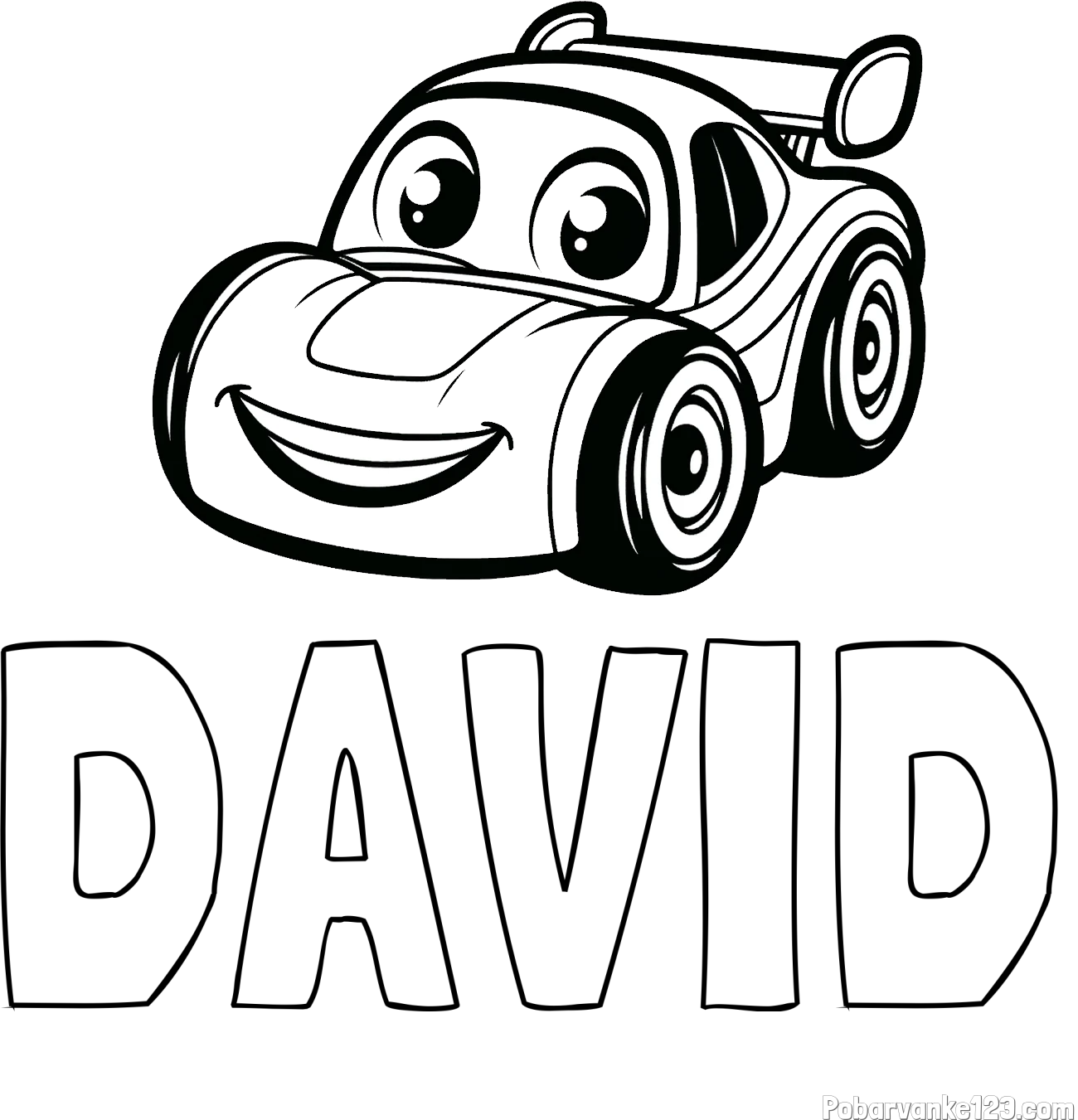 Pobarvanka imena DAVID in pobarvanka otroškega avtomobila