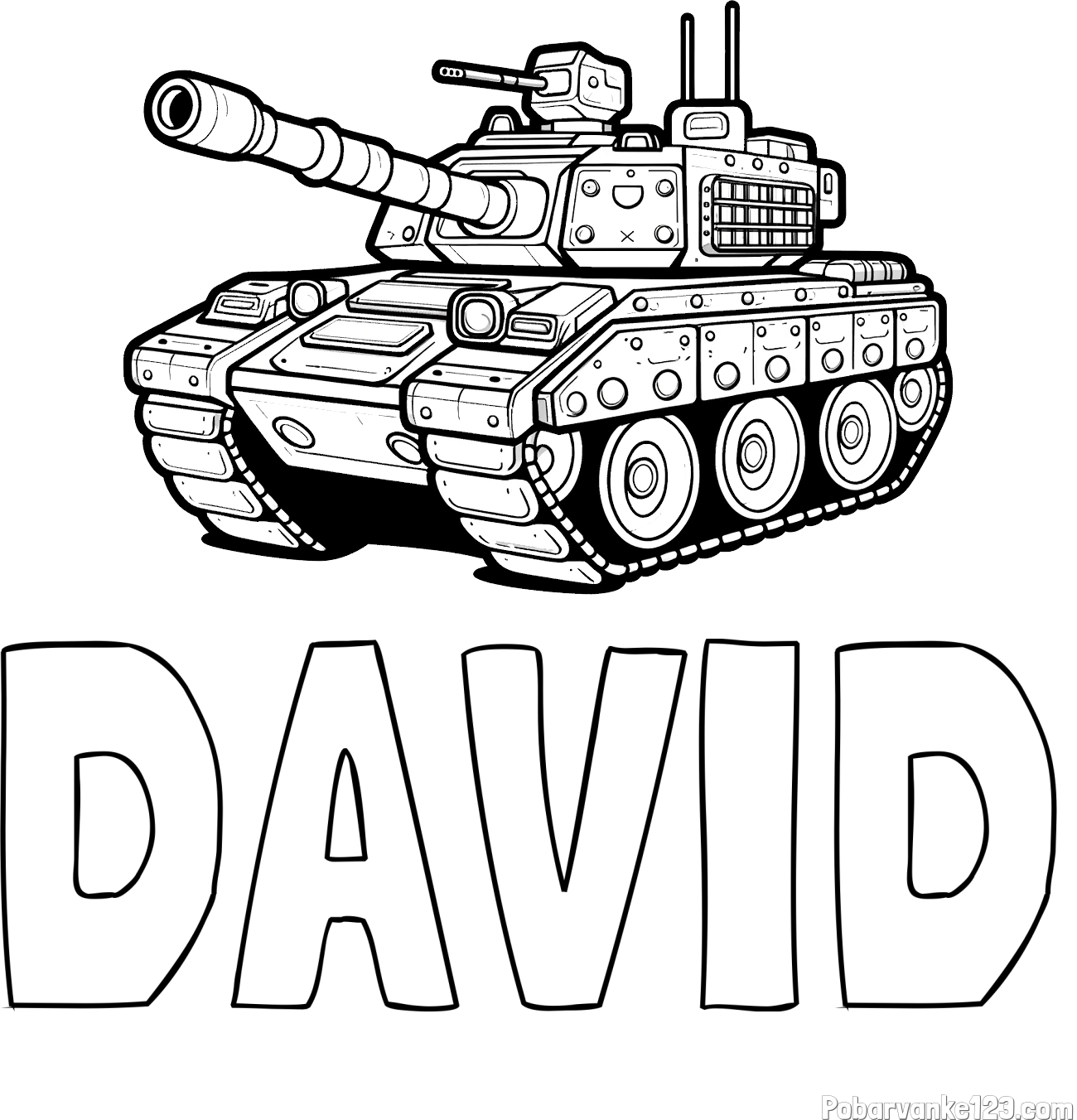 Pobarvanka imena DAVID in pobarvanka tanka