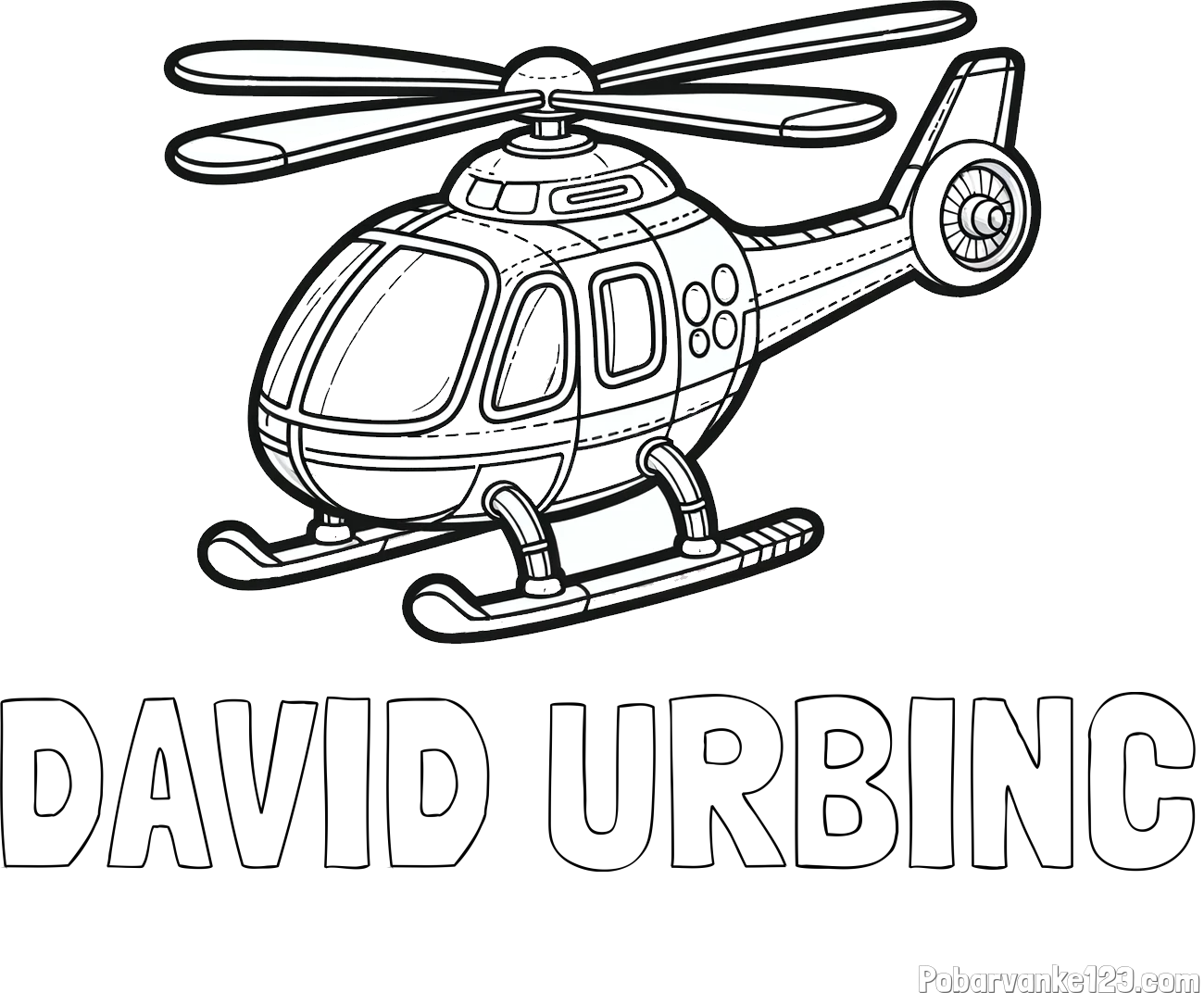 Pobarvanka imena DAVID URBINC in pobarvanka helikopterja
