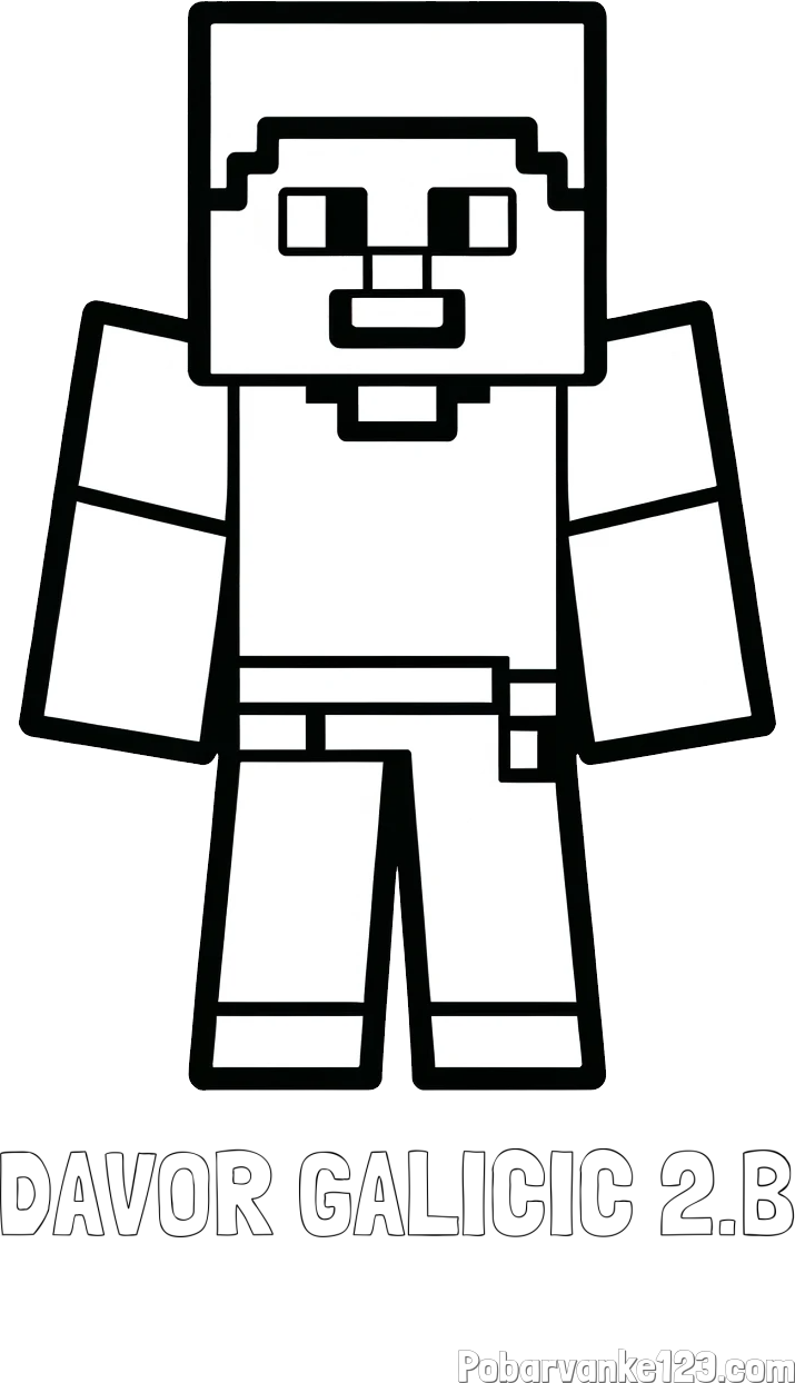 Pobarvanka imena DAVOR GALIČIČ 2.B in pobarvanka Minecraft figurice