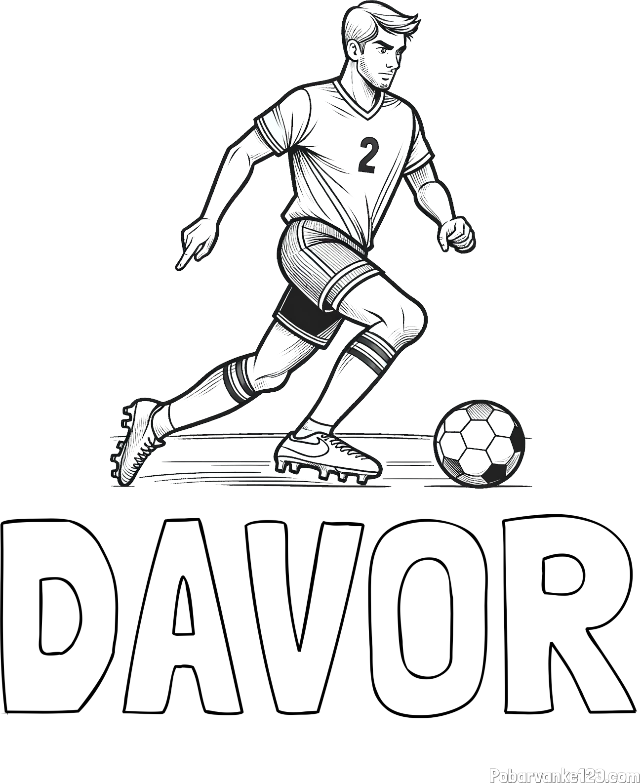 Pobarvanka imena DAVOR in pobarvanka nogometaša