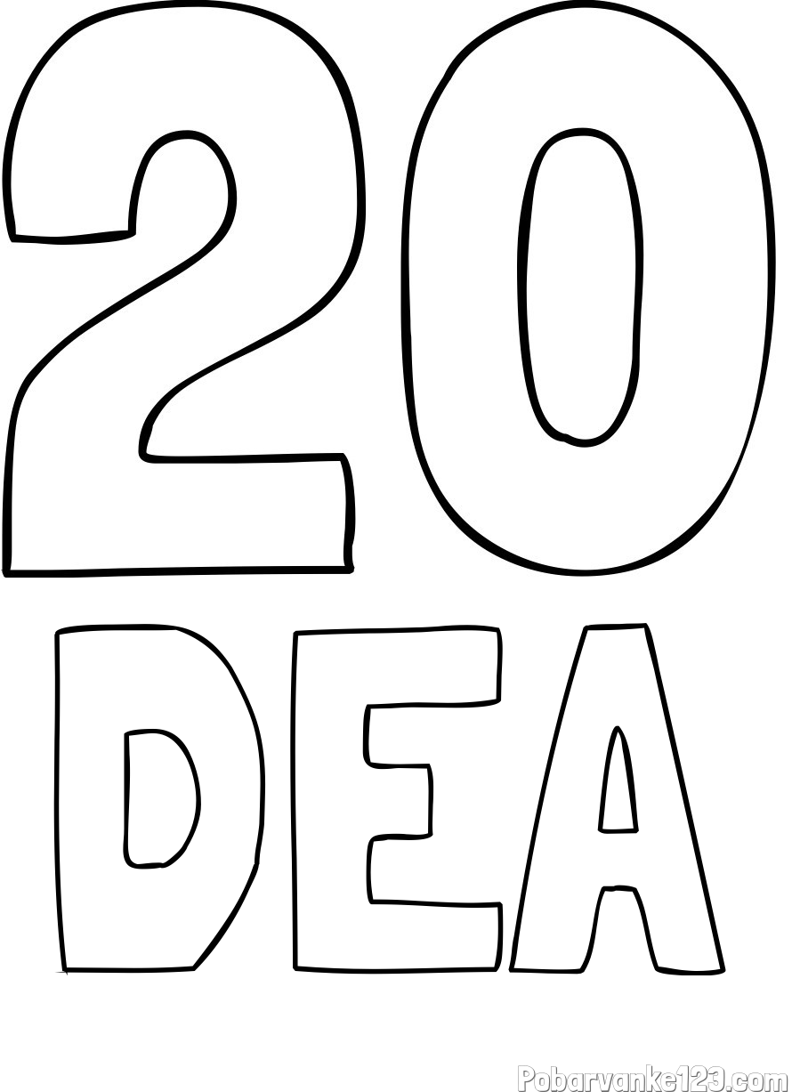 Pobarvanka imena DEA in pobarvanka številke dvajset (20)