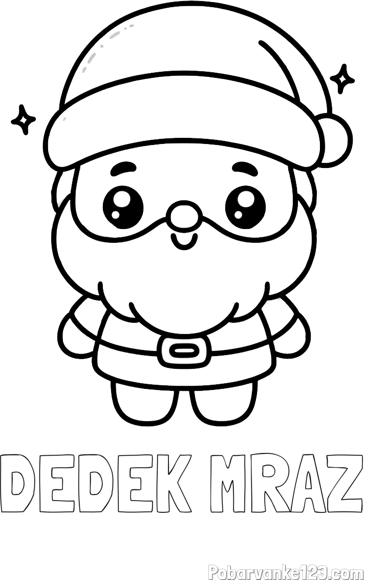 Pobarvanka imena DEDEK MRAZ in enostavna otroška pobarvanka Božička