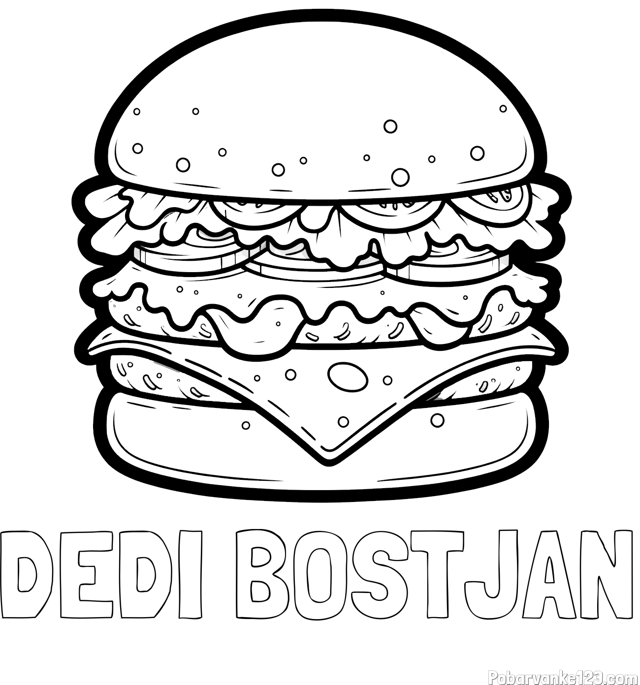 Pobarvanka imena DEDI BOSTJAN in pobarvanka hamburger