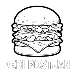 Online izdelana pobarvanka - Pobarvanka imena DEDI BOSTJAN in pobarvanka hamburger