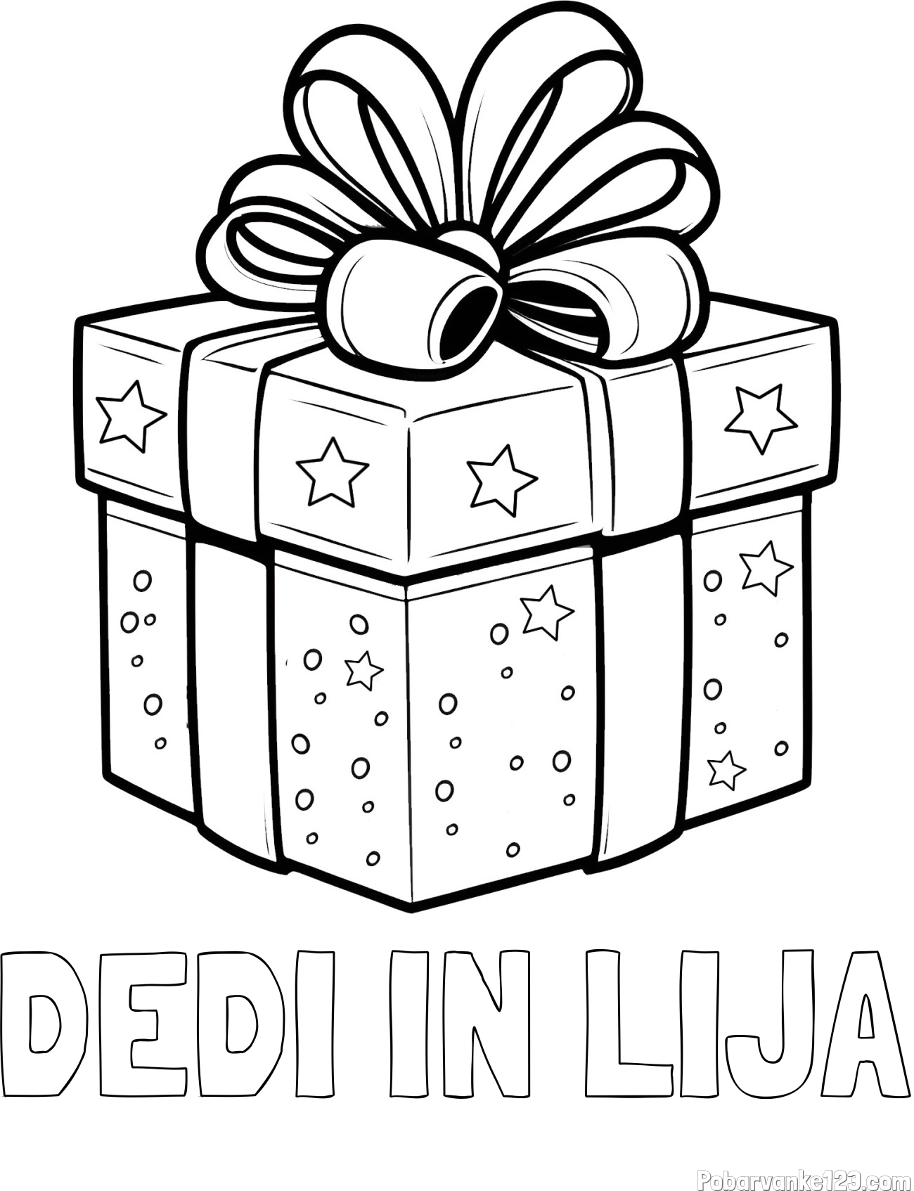 Pobarvanka imena DEDI IN LIJA in pobarvanka božičnega darila