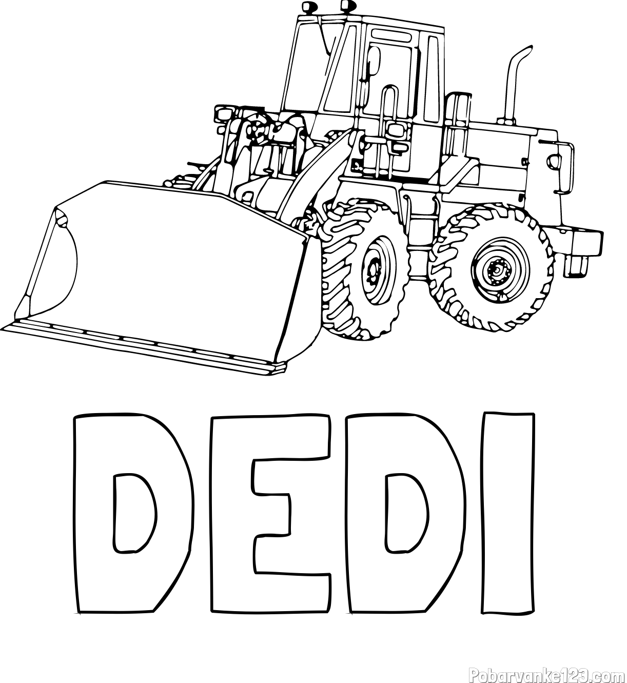 Pobarvanka imena DEDI in pobarvanka velikega bagra