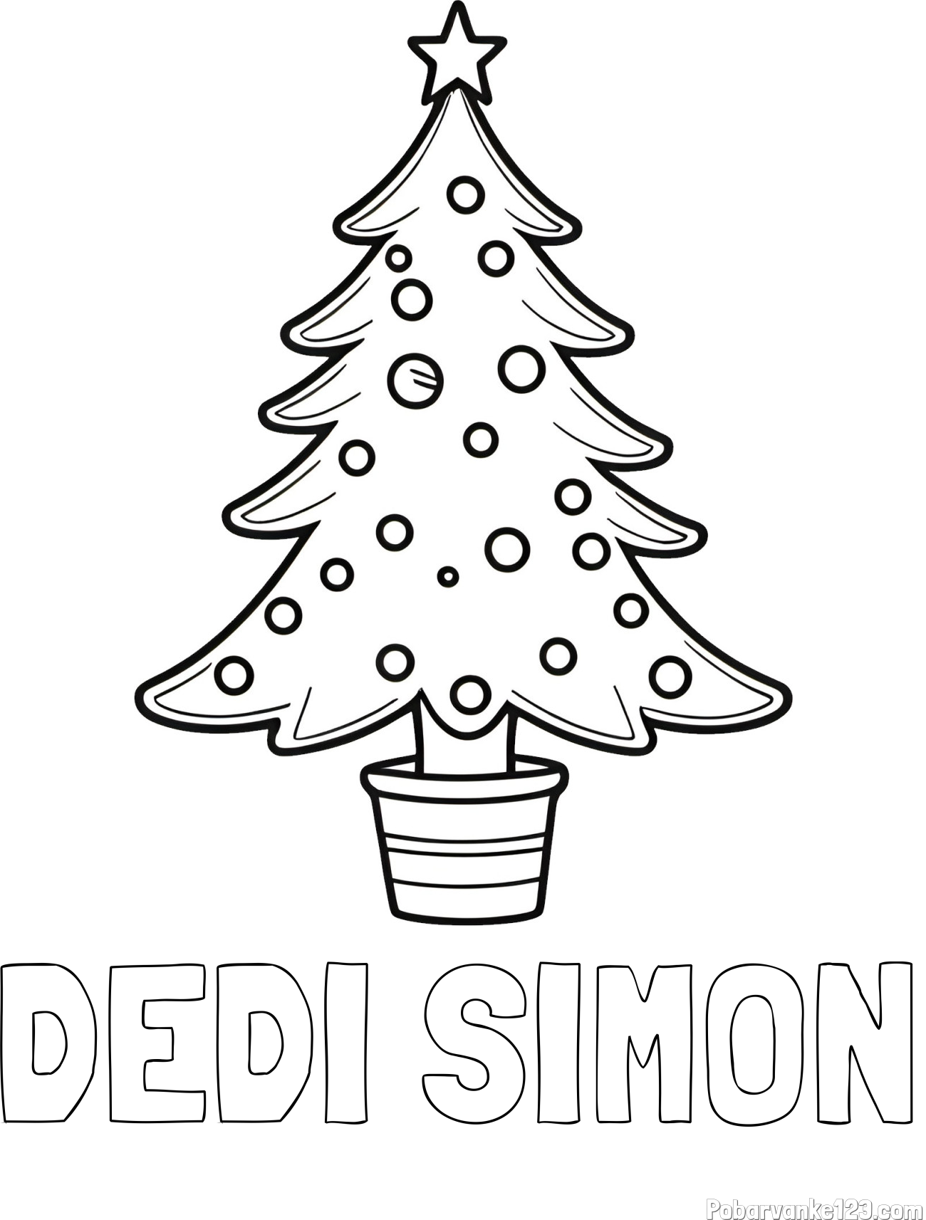 Pobarvanka imena DEDI SIMON in pobarvanka lepe božične smrečice