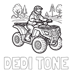 Online izdelana pobarvanka - Pobarvanka imena DEDI TONE in pobarvanka motorista na štirikolesniku