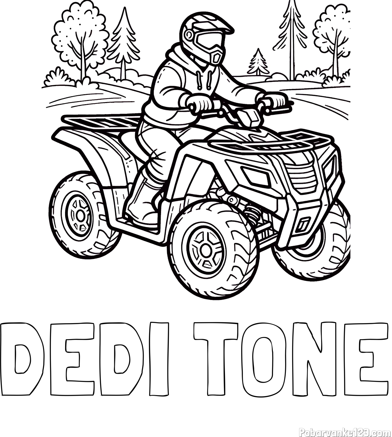 Pobarvanka imena DEDI TONE in pobarvanka motorista na štirikolesniku