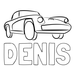 Online izdelana pobarvanka - Pobarvanka imena DENIS in pobarvanka športnega avtomobila