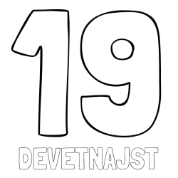 Online izdelana pobarvanka - Pobarvanka imena DEVETNAJST in pobarvanka številke devetnajst (19)