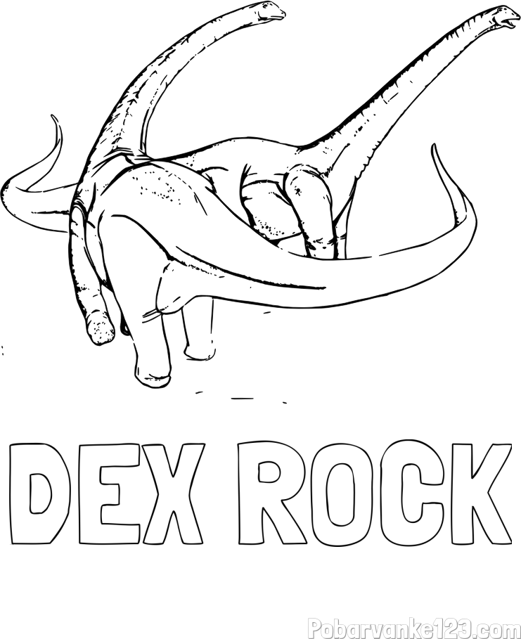 Pobarvanka imena DEX ROCK in pobarvanka dinozavra Alamosaurus