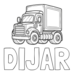 Online izdelana pobarvanka - Pobarvanka imena DIJAR in pobarvanka starega tovornjaka
