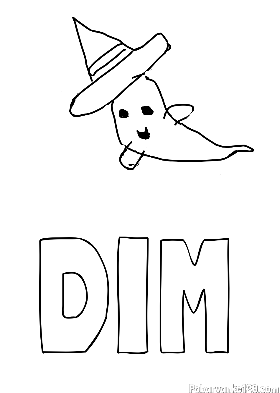 Pobarvanka imena DIM in čarobni duh