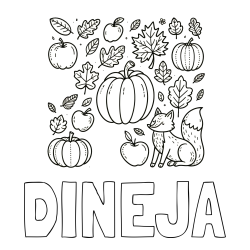 Online izdelana pobarvanka - Pobarvanka imena DINEJA in pobarvanka z motivom jeseni