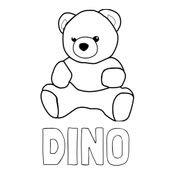 Online izdelana pobarvanka - Pobarvanka imena DINO in pobarvanka medvedka