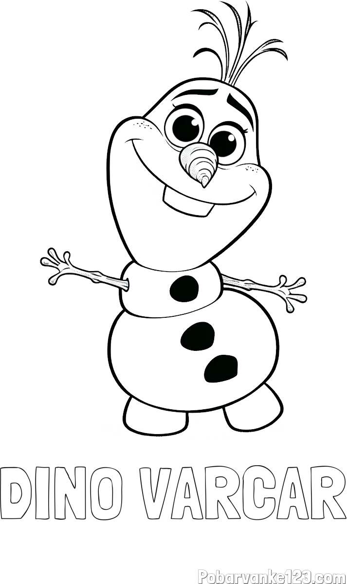 Pobarvanka imena DINO VARCAR in pobarvanka prisrčnega snežaka Olaf