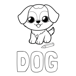 Online izdelana pobarvanka - Pobarvanka imena DOG in pobarvanka prikupnega kužka