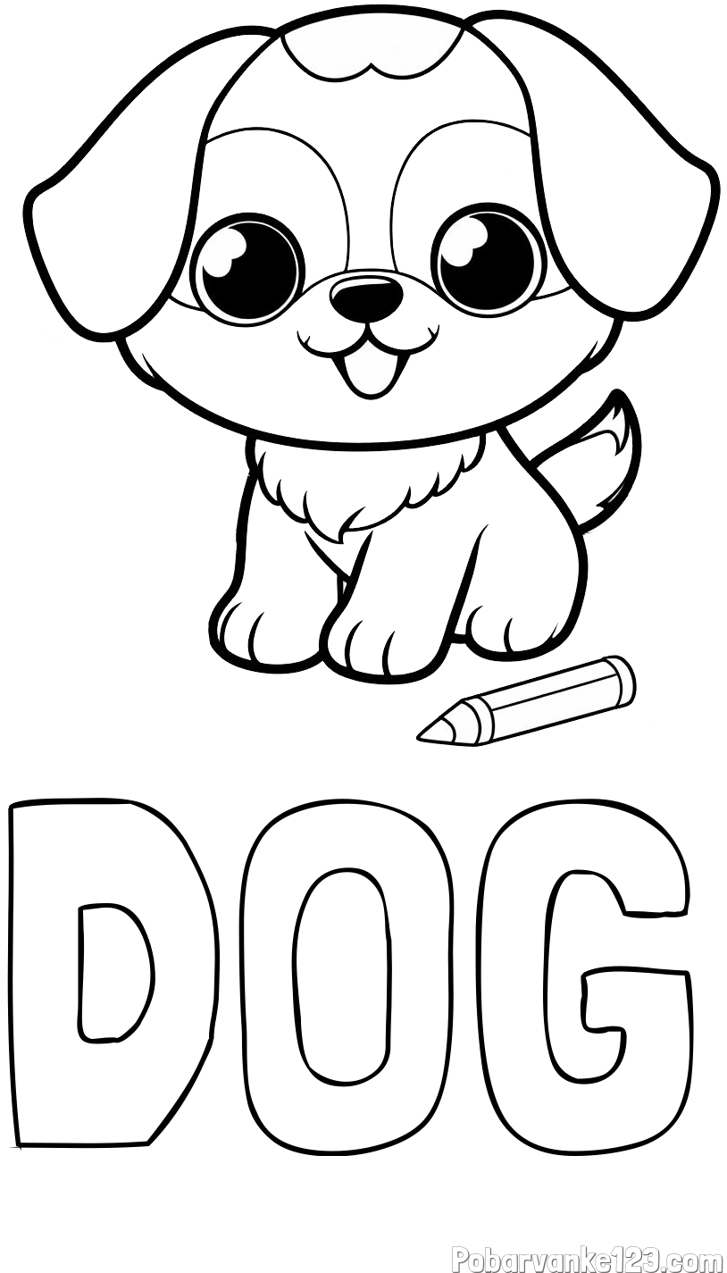 Pobarvanka imena DOG in pobarvanka prikupnega kužka